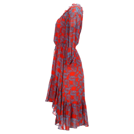 Diane Von Furstenberg midi-jurk met ruches en print in rode zijde - Image 2