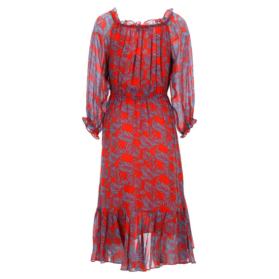 Diane Von Furstenberg midi-jurk met ruches en print in rode zijde - Image 3