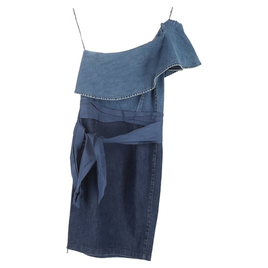 Lanvin mini-jurk met één schouder in blauwe denim - Image 2