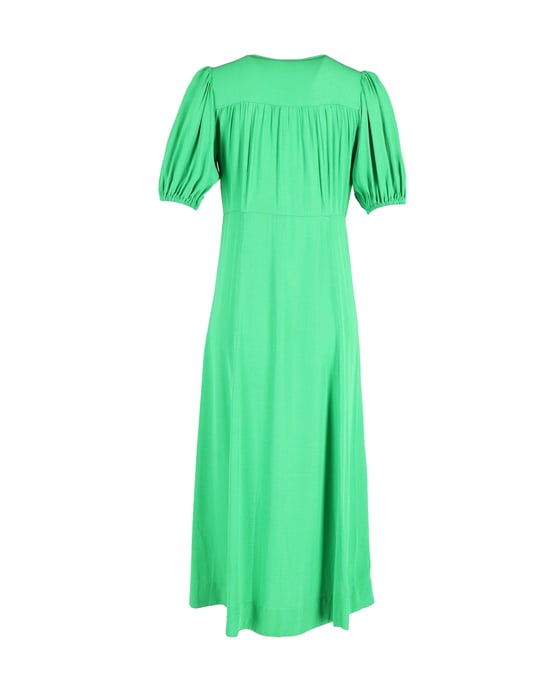 Ganni midi-wikkeljurk met pofmouwen in groene viscose - Image 3