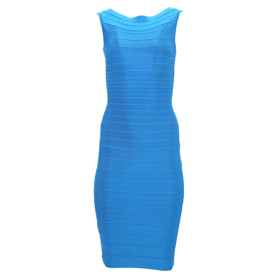 Herve Leger Bandage midi-jurk met wijde halslijn in blauwe rayon - Image 1