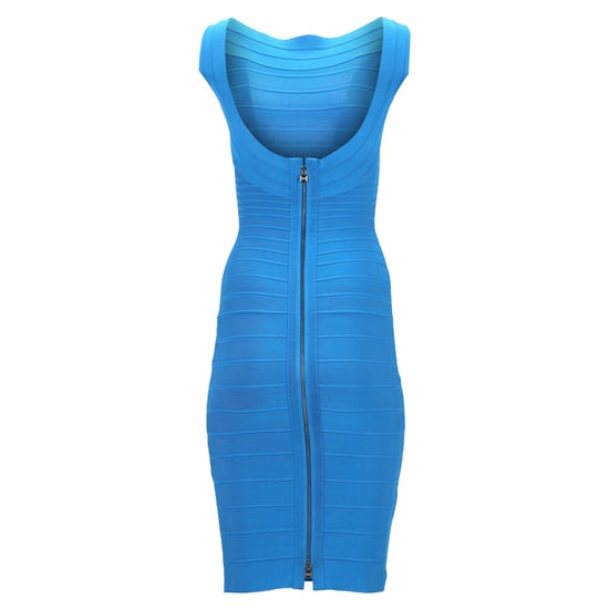 Herve Leger Bandage midi-jurk met wijde halslijn in blauwe rayon - Image 3