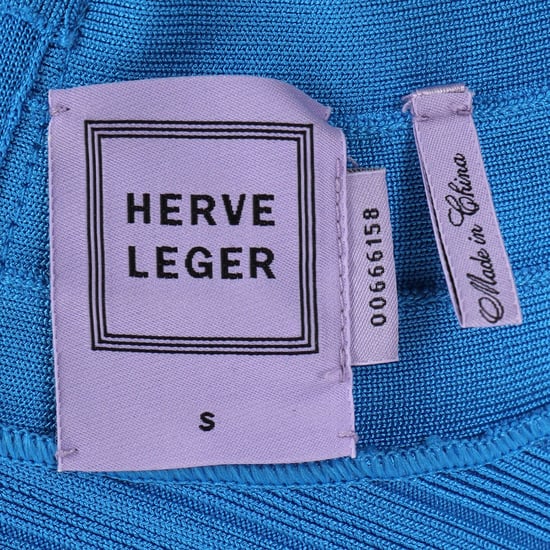 Herve Leger Bandage midi-jurk met wijde halslijn in blauwe rayon - Image 4