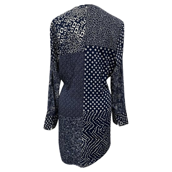 Diane von Furstenberg Reid patchwork mini-jurk met print in marineblauwe zijde - Image 2