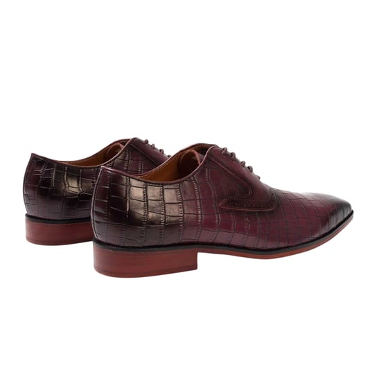 Giorgio Oxford-schoenen voor heren van Croc-volnerfleer (Maroon) - Image 2