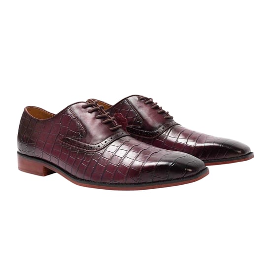 Giorgio Oxford-schoenen voor heren van Croc-volnerfleer (Maroon) - Image 3