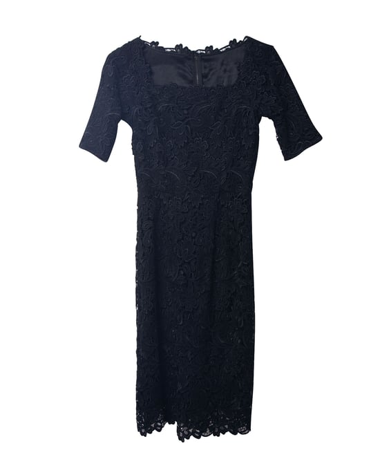 Dolce & Gabbana kanten jurk met vierkante hals in zwarte viscose - Image 4