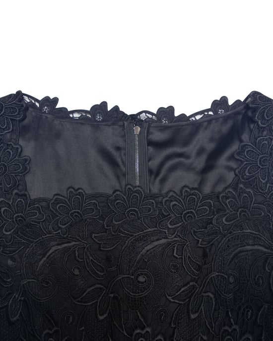 Dolce & Gabbana kanten jurk met vierkante hals in zwarte viscose - Image 6