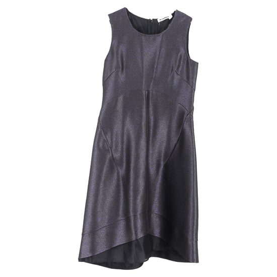 Jil Sander midi-jurk met ronde hals in metallic grijs polyester - Image 1