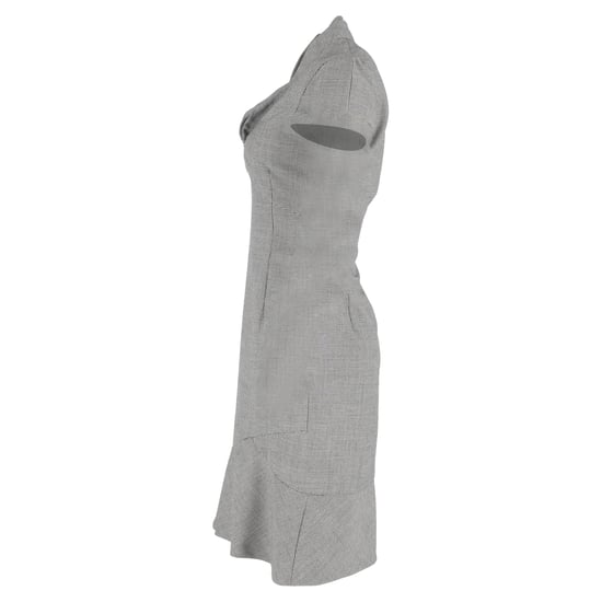 Valentino Garavani midi-jurk met patroon en korte mouwen in grijze wol. - Image 2