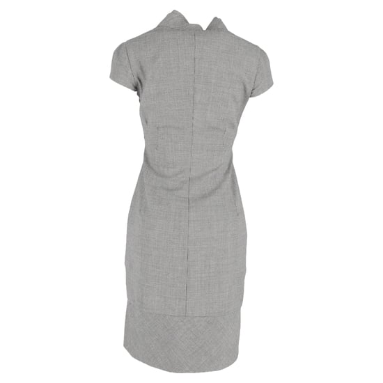 Valentino Garavani midi-jurk met patroon en korte mouwen in grijze wol. - Image 3