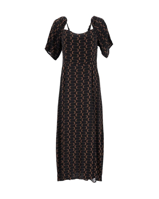Bedrukte midi-jurk van Reformation in zwarte viscose. - Image 1