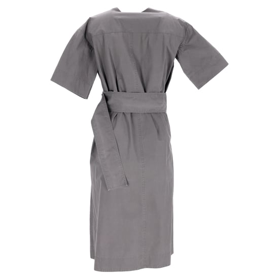 Celine midi-jurk met V-hals, riem en zakken in grijs katoen - Image 2