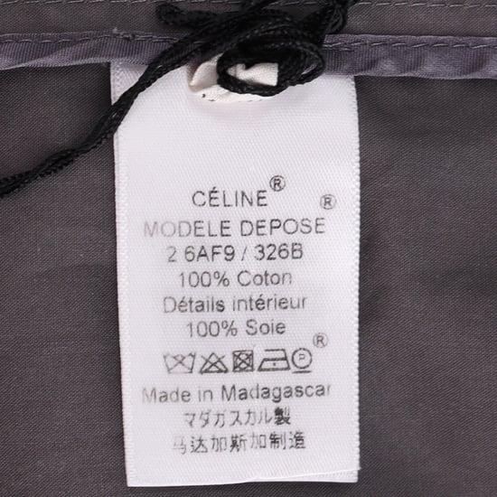 Celine midi-jurk met V-hals, riem en zakken in grijs katoen - Image 5