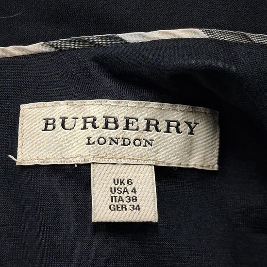 Burberry midi-jurk met V-hals en korte mouwen in zwart polyester - Image 3