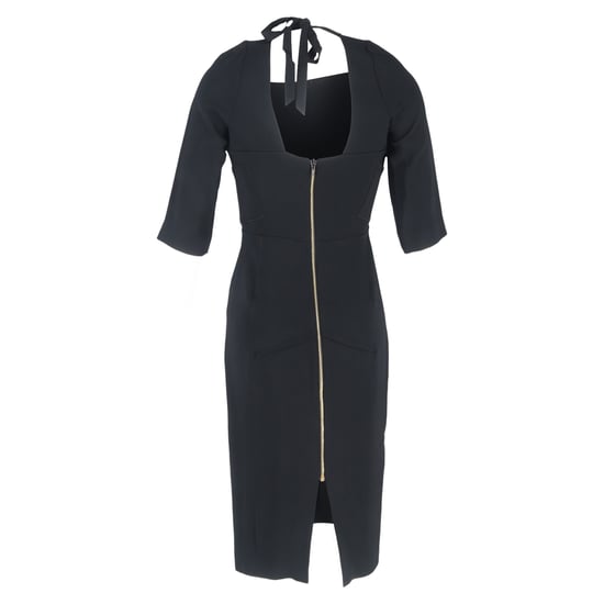 Roland Mouret midi-jurk met panelen en strikdetails in zwarte viscose. - Image 3