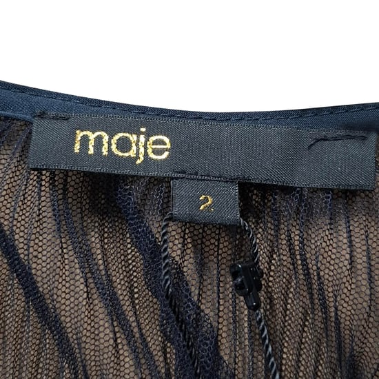 Maje Ritzy geplooide mini-jurk in marineblauw polyester - Image 3
