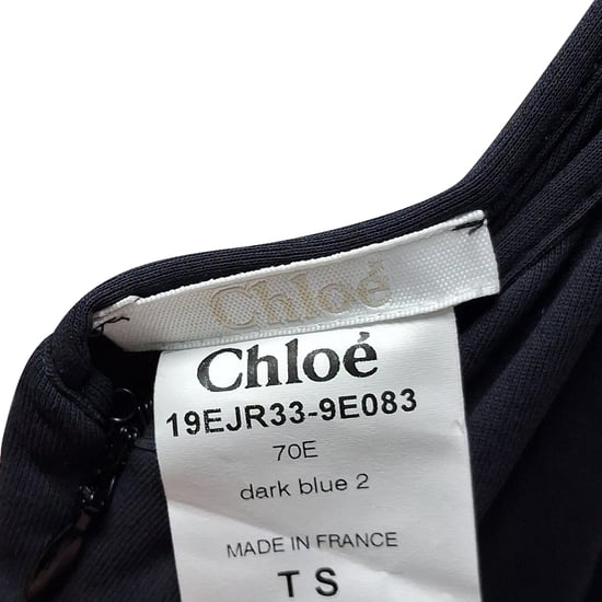 Chloé mini-jurk met vierkante halslijn in marineblauw katoen - Image 4