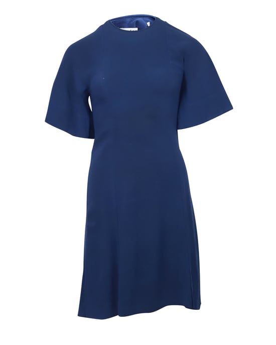 Sandro Yoko jurk van crêpe met plooien in blauw acetaat - Image 1