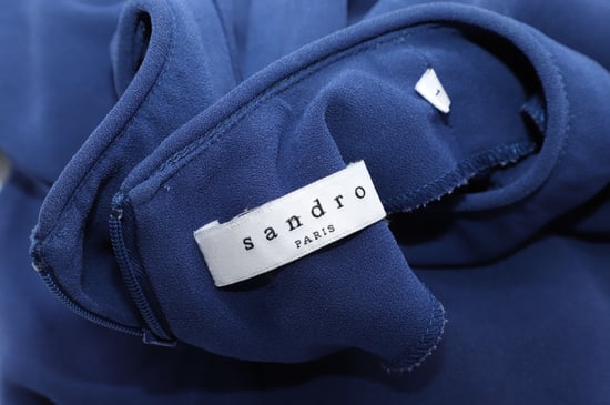 Sandro Yoko jurk van crêpe met plooien in blauw acetaat - Image 2