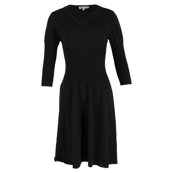 Max Mara midi-jurk met V-hals en 3/4 mouwen in zwarte wol - Image 1