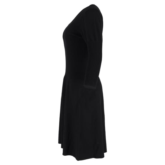 Max Mara midi-jurk met V-hals en 3/4 mouwen in zwarte wol - Image 2