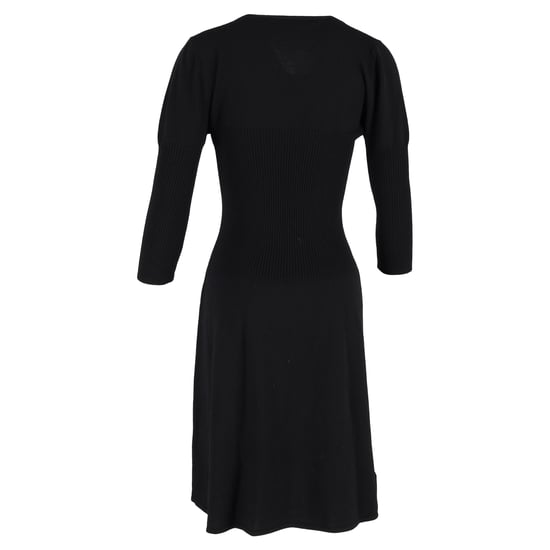 Max Mara midi-jurk met V-hals en 3/4 mouwen in zwarte wol - Image 3