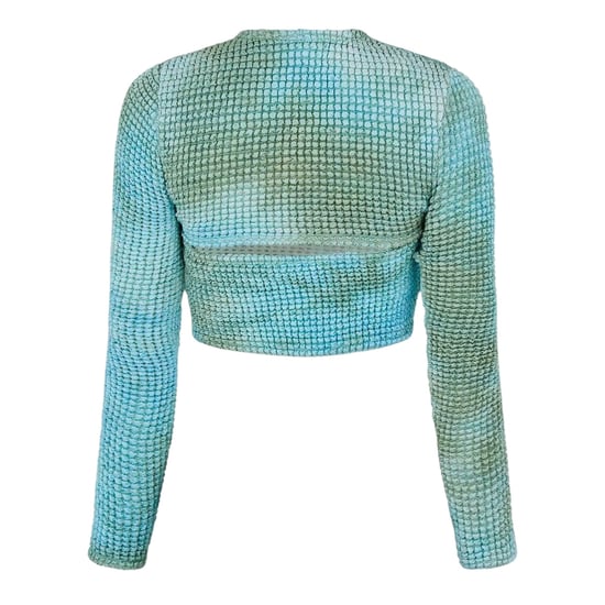 Off White Dames/Dames Tie Dye Cut Out Crop Top (Blauw) - Image 2