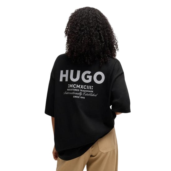 Hugo Heren-T-shirt met opdruk op de rug: MCMXCIII (Zwart, Wit) - Image 3