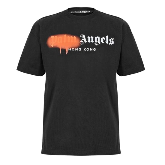 Palm Angels Unisex T-shirt voor volwassenen met Hong Kong-spuitverfprint (Zwart/Oranje) - Image 1