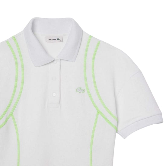 Lacoste Dames Neon Tape Poloshirt Jurk (Wit) - Image 2