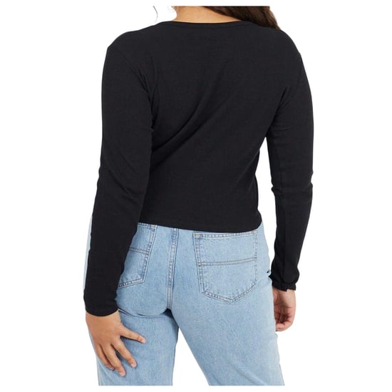 Brave Soul Dames Notch Nek Lange Mouwen T-shirt (Zwart) - Image 3