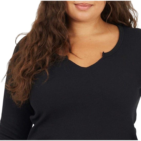Brave Soul Dames Notch Nek Lange Mouwen T-shirt (Zwart) - Image 4