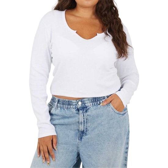 Brave Soul Dames Notch Neck Lange Mouwen T-Shirt (Wit) - Image 2