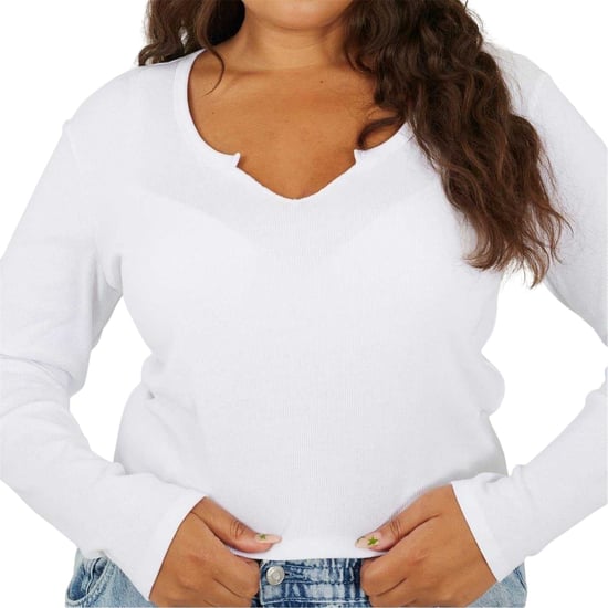 Brave Soul Dames Notch Neck Lange Mouwen T-Shirt (Wit) - Image 4