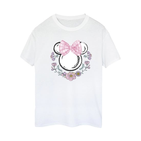 Disney Dames/Dames Minnie Mouse Bloemen Katoenen Strik Boyfriend T-shirt (Wit) - Image 2