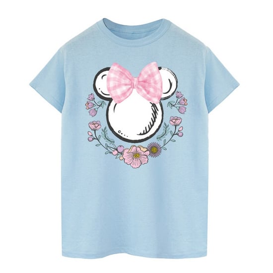 Disney Dames/Dames Minnie Mouse Bloemen Katoenen Strik Boyfriend T-shirt (Babyblauw) - Image 2