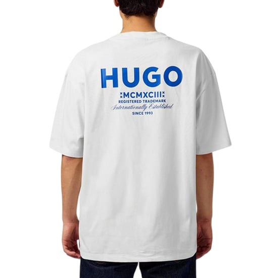 Hugo Heren-T-shirt met opdruk op de rug: MCMXCIII (Wit/blauw) - Image 4