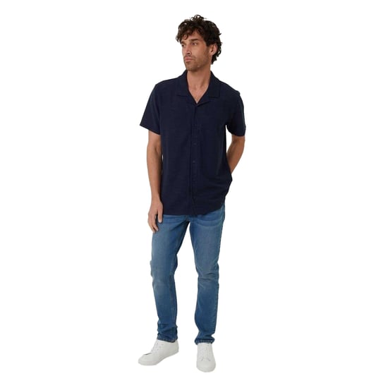 Threadbare Herenoverhemd met korte mouwen en een relaxte pasvorm van Antti (Marine) - Image 1