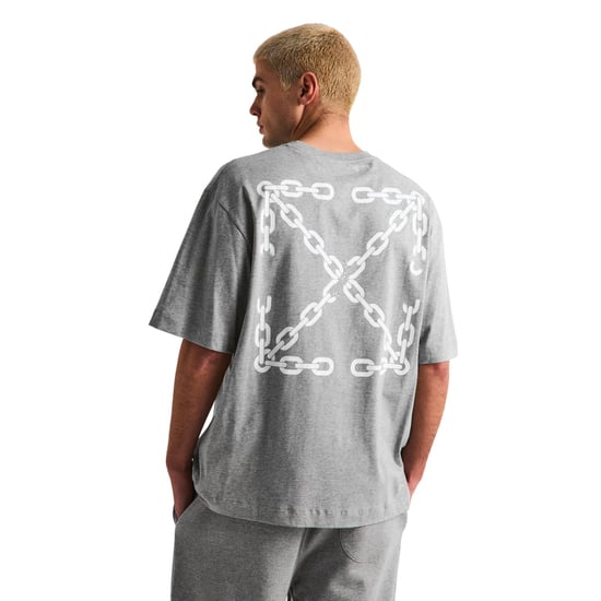 Off White Heren Kettingprint T-Shirt (Lichtgrijs) - Image 3