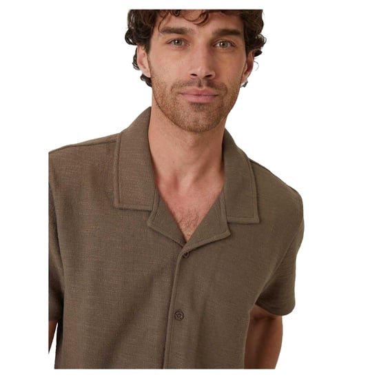 Threadbare Herenoverhemd met korte mouwen en een relaxte pasvorm van Antti (Khaki) - Image 4