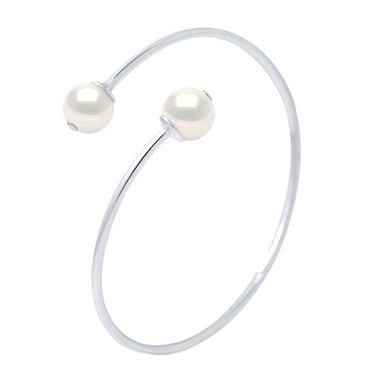 Bangle YOU AND ME 2 Beads Freshwater 89mm Zwarte Ronde 925 - Image 1