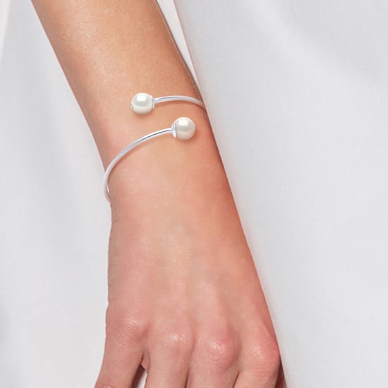 Bangle YOU AND ME 2 Beads Freshwater 89mm Zwarte Ronde 925 - Image 2