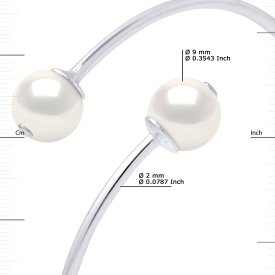 Bangle YOU AND ME 2 Beads Freshwater 89mm Zwarte Ronde 925 - Image 3