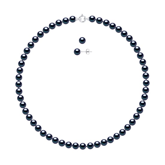 Versiering ketting en oorbellen zoetwater parels 7-8mm White Gold - Image 1
