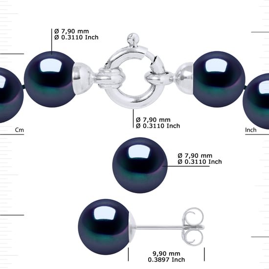 Versiering ketting en oorbellen zoetwater parels 7-8mm White Gold - Image 3