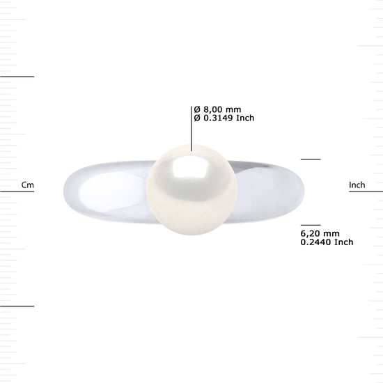 Ring Rush Domed zoetwaterparels Rond 8-9 mm White 925 - Image 3
