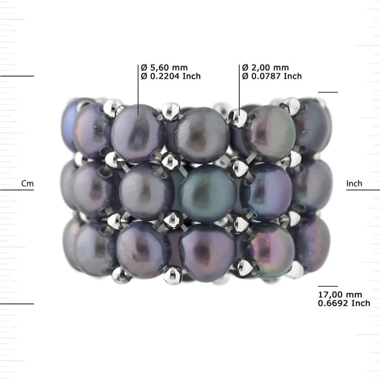 Triple Ring Elastische Freshwater Pearl Black 3-4 mm - 925 - Image 3