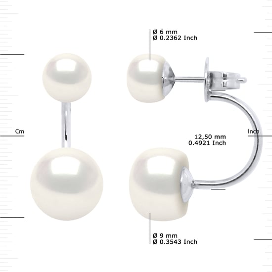DUO Parel Oorbellen Zoetwater White 6 en 9 mm 925 - Image 3