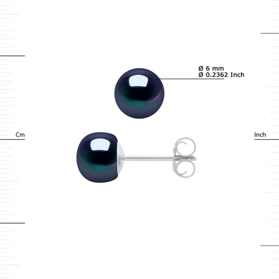 Oorbellen Pearl Zoetwater 6-7mm Black 925 - Image 3